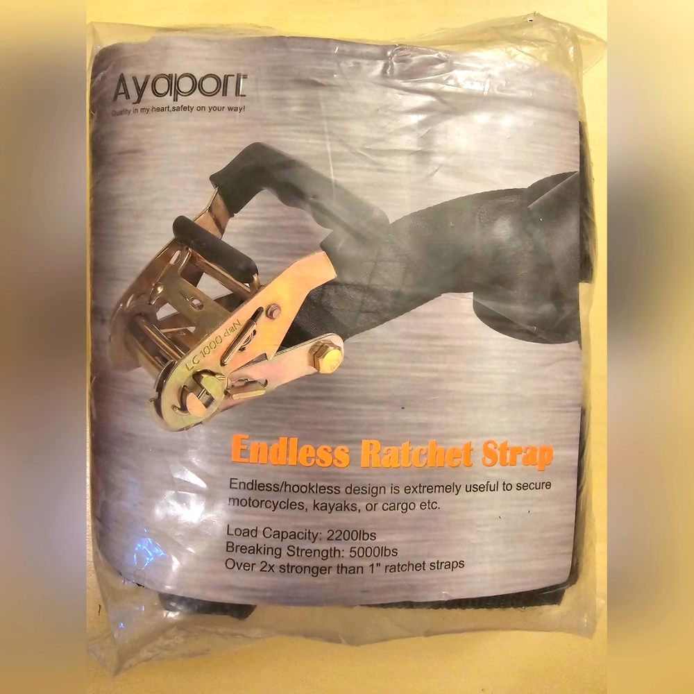 Endless ratchet strap load capacity 2200lbs breaking strength 5000lbs
